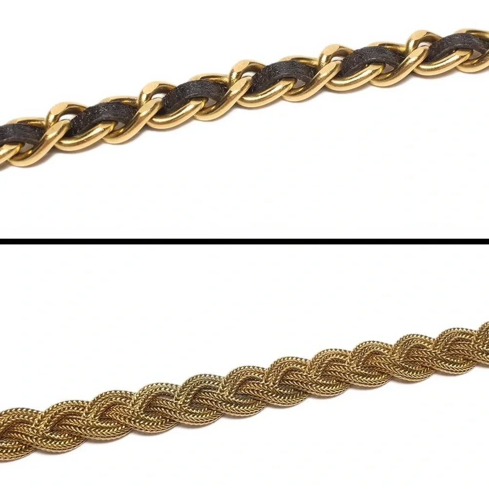 Authentic CHANEL vintage black leather chain belt 80cm
